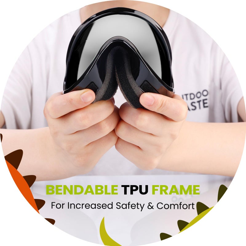 OutdoorMaster Kids Ski Goggles, Snow Goggles for Boys & Girls with 100% UV Protection (Black Frame + VLT 10% Grey Lens with REVO Silver) - Image 5